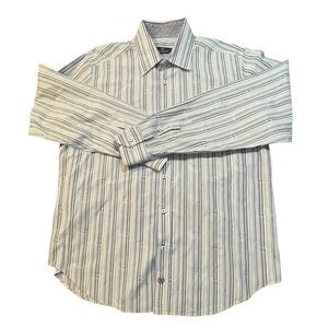 Bugatchi Uomo Mens Striped Water Droplets Button Down